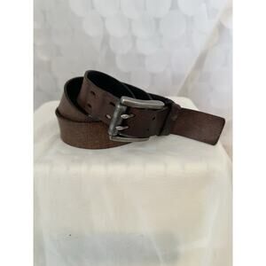 VTG 90’s Mens Brown Genuine Leather Belt 38 Calvin Klein Double Hole Chunky